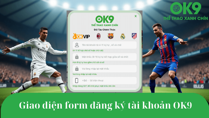 Giao diện form đăng ký OK9 trên desktop