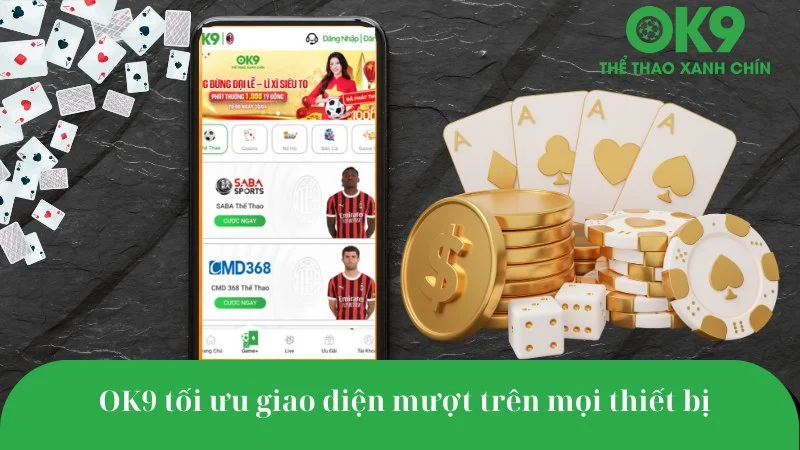 Giao diện trang chủ OK9 phiên bản mobile hỗ trợ tiếng Việt