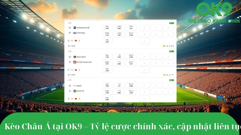 Tỷ lệ kèo châu Á tại OK9, cập nhật kèo thể thao chính xác.